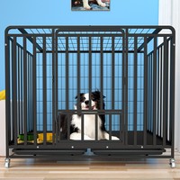 Cage pour chiens robuste et pliable en métal, grande taille, pour extérieur, en acier inoxydable, avec double porte verrouillable, idéale pour chiens à forte anxiété