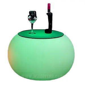 Remote Control Rechargeable LED Luminous Round Table Waterproof Outdoor Round Coffee Table Modern Bar Table Set