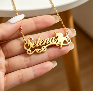 Collar con Nombre <span class=keywords><strong>de</strong></span> Unicornio Personalizado, Cadena <span class=keywords><strong>de</strong></span> Acero Inoxidable Chapada en Oro, Joyería <span class=keywords><strong>de</strong></span> Moda, Colgante con Inicial <span class=keywords><strong>de</strong></span> Nombre Personalizado - Product Image 1