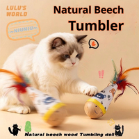 Jouet pour chat résistant aux morsures, écologique, avec base en bois de hêtre massif, jouet interactif pour chats d'intérieur lasse