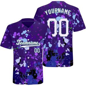 Jersey de béisbol personalizado 2025, diseño de grafiti de neón salpicado con número de nombre cosido/impreso, camisetas de uniforme de ventilador para hombres/mujeres - Product Image 3