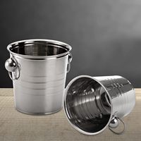 Seau à glace en acier inoxydable Seau à champagne Refroidisseur de boissons en métal Seau à glace en acier inoxydable avec anneau en fer 3L