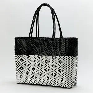 Wholesales Customized Logo Shandong Supplier Handmade Plastic PP Strap Woven Shopping Tote Bags