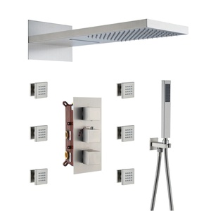 Cross-border Luxurious 22-inch Concealed Constant Temperature Four-function Rain Body Spray Brushed <b>Shower</b> BXW-025 Concealed - Product Image 1