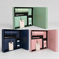 Coffret Cadeau d'Entreprise Personnalisé avec Logo, comprenant un Gobelet Isotherme, un Carnet en Cuir PU, un Stylo Bille, un Porte-Cartes et un Support Téléphone