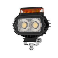 Lampe de travail LED 2-en-1 avec feu d'avertissement ambre, faisceau blanc large, DC9-36V, pour camion, chariot élévateur, excavatrice