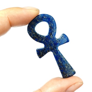 Handgeschnitztes Natürliches Blaues Lapislazuli Edelstein Kristall Ägyptische Kultur Ankh Kreuz Schnitzerei für Feng Shui Dekoration - Product Image 4