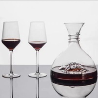 En stock, Offre Spéciale : Ensemble de carafe à vin en verre cristal créative et artisanale de la marque DLT, avec carafe à fond en forme de montagne, pour la maison