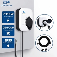 Nouvelle borne de recharge murale pour véhicules électriques 7 kW, type 2, monophasé, AC 230 V, affichage LED, IP65, certifiée CE TUV, garantie 1 an