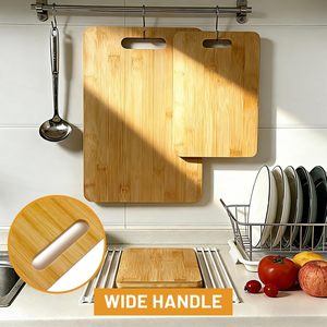 Ensemble de 3 planches à découper en bambou pour la cuisine, avec poignée, pour la viande, les légumes, les fruits, les charcuteries, <span class=keywords><strong>planche</strong></span> à découper en bois de bambou - Product Image 5