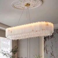 Lustre en cristal design, entièrement en cuivre, en albâtre naturel, éclairage de luxe pour villa, maison duplex, salle à manger, salon, chambre à coucher