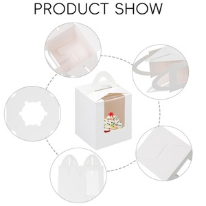 Portable Handle Single <b>Cupcake</b> <b>Box</b> Clear Window Food Grade White Kraft Paper Muffin Cake Packaging <b>Box</b> Custom Logo - Product Image 4