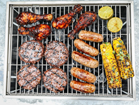 ENJOY Table de camping pliante pour barbecue en acier inoxydable 304 finition argentée IGT, pour l'extérieur