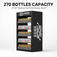 Présentoir à vernis à ongles à 5 niveaux : support de table en acrylique et fer, capacité de 270 flacons, logo personnalisé