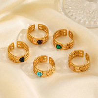 Bague en acier inoxydable imperméable, résistante au ternissement, durable et tendance, avec malachite/turquoise/obsidienne, bague personnalisée pour femme, style hip hop