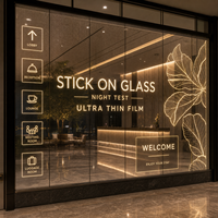 Film LED transparent adhésif pour vitre, pour affichage publicitaire sur mur de verre de hall d'hôtel
