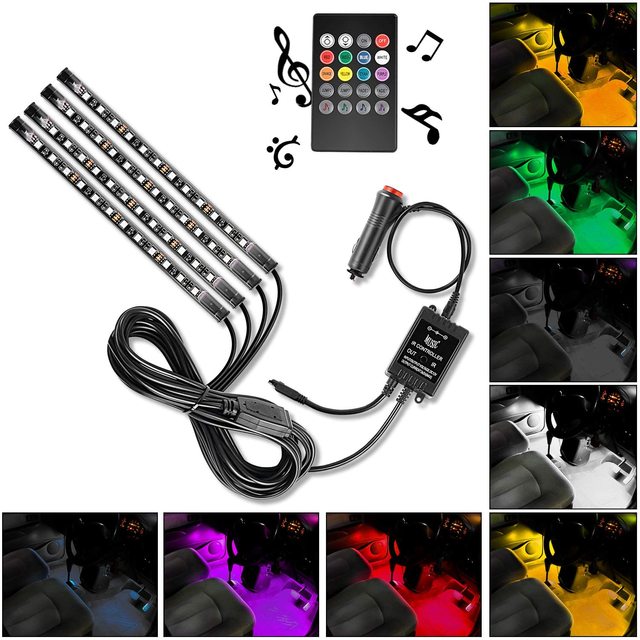 RGB LED Car Atmosphere Light Interior Footwell Ambient Lamp with App Remote Control Music Sync Universal Floor Decoration Light