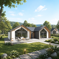 Maison scandinave moderne à un étage, écologique, style bungalow, villa préfabriquée contemporaine avec système modulaire à assemblage rapide