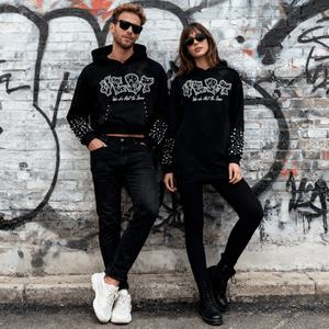 Sudadera con Capucha para Hombre, Primavera 2026, Estilo Urbano, Decoración de Pedrería, Parches Bordados, Corte Holgado y Recortado - Product Image 2