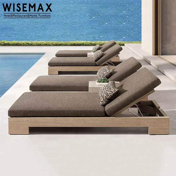 WISEMAX mobilya bahçe veranda mobilya alüminyum güneş şezlong açık plaj sandalyeleri veranda <span class=keywords><strong>katı</strong></span> tik ahşap kapı şezlong <span class=keywords><strong>yalan</strong></span> şezlong