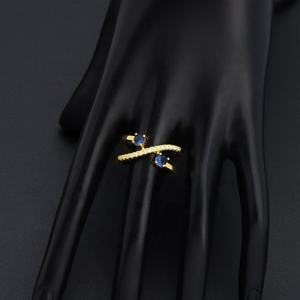 New Arrival 24K Gold Plated Brass <b>Open</b> Cross <b>Ring</b> Fashion Design Zircon <b>Rings</b> for Women-for Engagement Gift or Party - Product Image 6