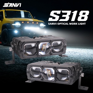 Sanvi S318 New Universal Fitment 12v Car Fog Lights <b>Led</b> <b>Headlight</b> Three Lens Projector Grille Lights - Product Image 1
