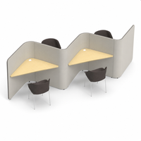 Cabine de bureau modulaire insonorisée pour 4, 6 ou 8 personnes, poste de travail moderne avec plateau en bois, idéale pour centre d'appels