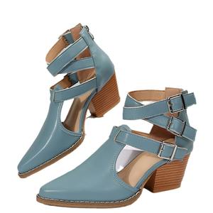 Sandalias puntiagudas de tacón alto para mujer europea americana estilo británico zapatos de moda transfronterizos hebilla de cinturón tacón grueso para <span class=keywords><strong>Amazon</strong></span> - Product Image 5