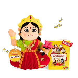 Figura de la Diosa Hindú Lakshmi de 30 cm, de Peluche Suave, para Cantar Mantras, Devocional, para Meditación Espiritual y Sonido - Product Image 1
