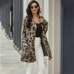 2020 di autunno di Inverno Delle Signore Sexy Della Stampa Del Leopardo <span class=keywords><strong>Maglia</strong></span> Cardigan Lungo Maglione Delle Donne - Product Image 2