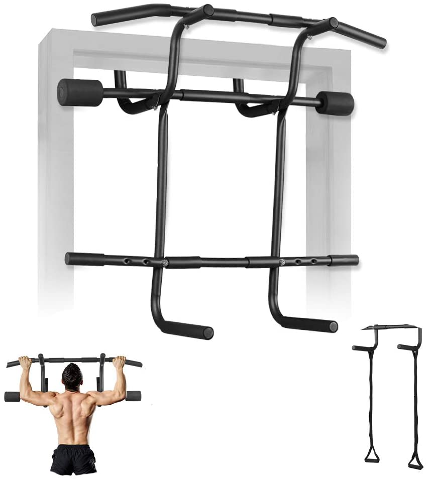 Multi-Gym Doorway Pull Up Bar Dips Bar Fitness per Home Strength Training Bar e cinghie di sospensione sistema da palestra esercizio Chin-Up