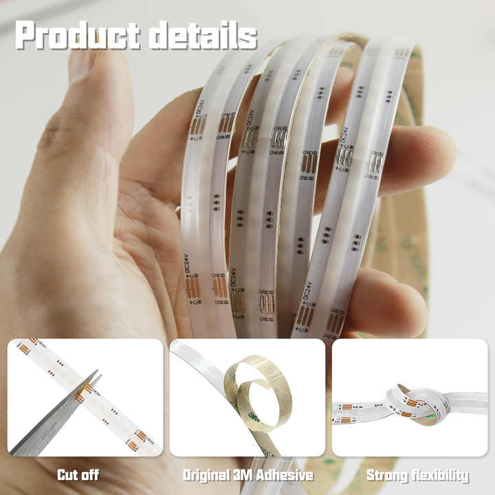 5M 10M COB RGBCCT Led Strip 24V 6 Pin 12mm 840 Diodes RGB CCT WW CW 24 Volt Flexible Led Stripe Tape Ribbon Lamp for Room Decor