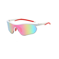 Lunettes de soleil de cyclisme à monture blanche avec verres miroir arc-en-ciel, lunettes de sport aérodynamiques pour la course à pied, le vélo et l'entraînement quotidien V3018
