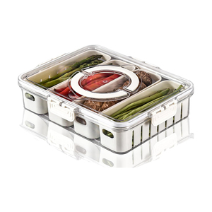 Bac à légumes de cuisine 4 grilles boîte de rangement transparente avec passoire - Product Image 1