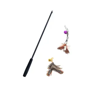 Funny Pet Training Tool Toys Accessories Retractable Interactive Fishing Rod Feather Wand Cat Teaser Stick Toy