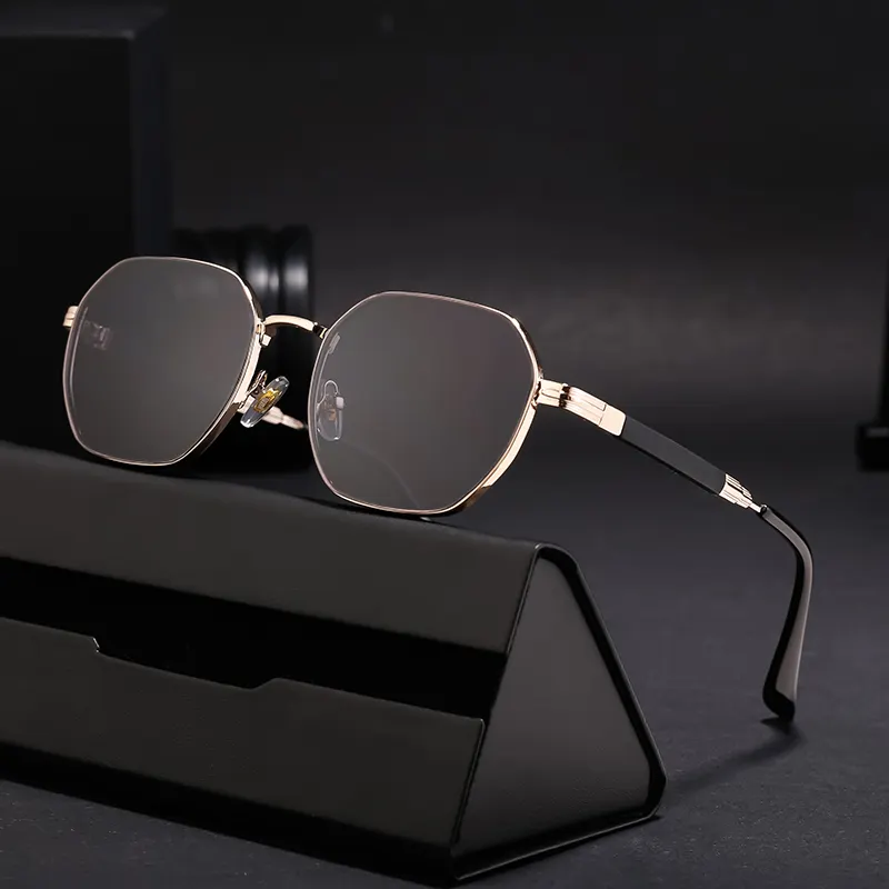 פרטגס מעצב אופנה באיכות גבוהה לוגו מותאם אישית משולש מסגרת מתכת UV400 גוונים משקפי שמש משקפי שמש לגברים זכר
