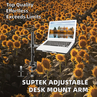 Support de bureau pour ordinateur portable Suptek, plateau pour écran d'ordinateur de 13 à 27 pouces, bras entièrement réglable, ordinateur portable 17 pouces, 90 degrés, poids 15,6 lb