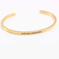Bracelet manchette en acier titane inspirant Minra or acier inoxydable gravure ouverte personnalisable bijoux de mode
