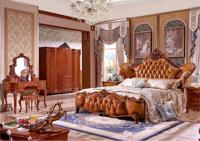 Ensemble de meubles de chambre d'hôtel de luxe en bois de hêtre au design antique européen, avec finition feuille d'or et tissu italien, extensible, tailles Queen/King