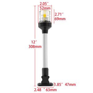 ISURE MARINE 12 pouces Nautical Mile Navigation Anchor Lights All Round 360 degree White LED 12-24V - Product Image 6