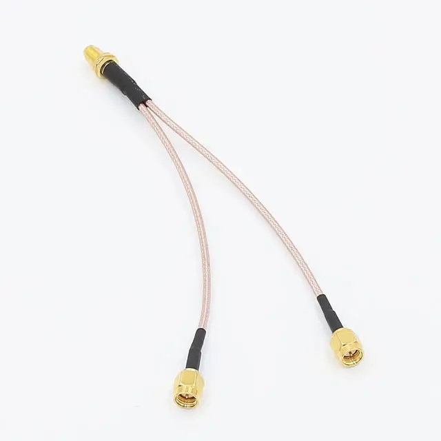 1 SMA Perempuan untuk 2 SMA Male Connector Y Tipe RF Coaxial Pigtail Kabel