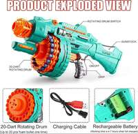 Pistolet à balles molles automatique électrique Gatling, 20 fléchettes, tambour rotatif, blaster en mousse rechargeable, jeu de tir pour enfants et garçons