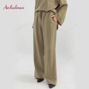 Aschulman Custom donna Muslim Top Pants 2 pz Set tessuto crêpe a figura intera donna modesto Top e pantaloni - Product Image 5