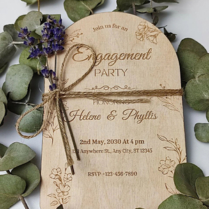Special Custom Wooden Invitation <strong>Card</strong> with Jute Rope and Beautiful Dried Flowers for Wedding Party <strong>Event</strong> Invitation - Product Image 3