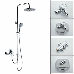 Ensemble de robinetterie de douche pluie 3 voies en laiton, mitigeur mural eau froide et chaude avec douchette à main pour salle de bain, <span class=keywords><strong>baignoire</strong></span>, usage domestique et hôtelier - Product Image 1