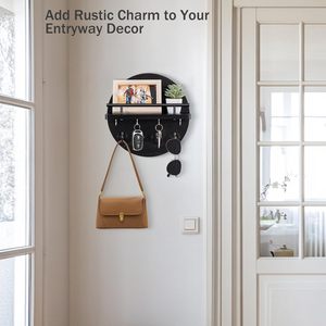 Porte-clés mural JQ en bois avec étagère pour la décoration murale et de la maison - Product Image 3