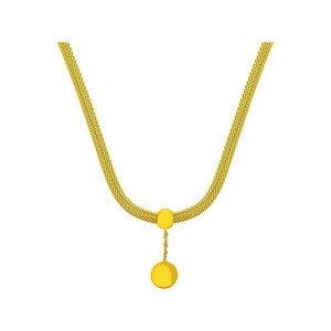 Cadena de Acero Inoxidable Dorada con Diseño Hueco, Elegante y Sencilla. Colgante Esférico Dorado con Flecos, Collar Moderno y Versátil - Product Image 6