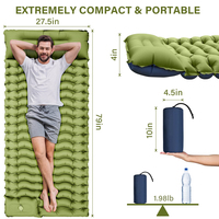 Matelas de Couchage de Camping avec Oreiller Intégré et Pompe à Pied Gonflable pour Randonnée Trekking et Tente