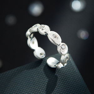 Vintage Style Hand Brushed Micro Set Zircon Open <b>Ring</b> Geometric Adjustable Index <b>Finger</b> <b>Ring</b> - Product Image 4