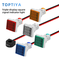 AD16-22VAH Medidor de Pantalla Cuadrada de 22 mm y 3 Dígitos para Indicador de Señal de Corriente, Voltaje y Frecuencia 0-100A